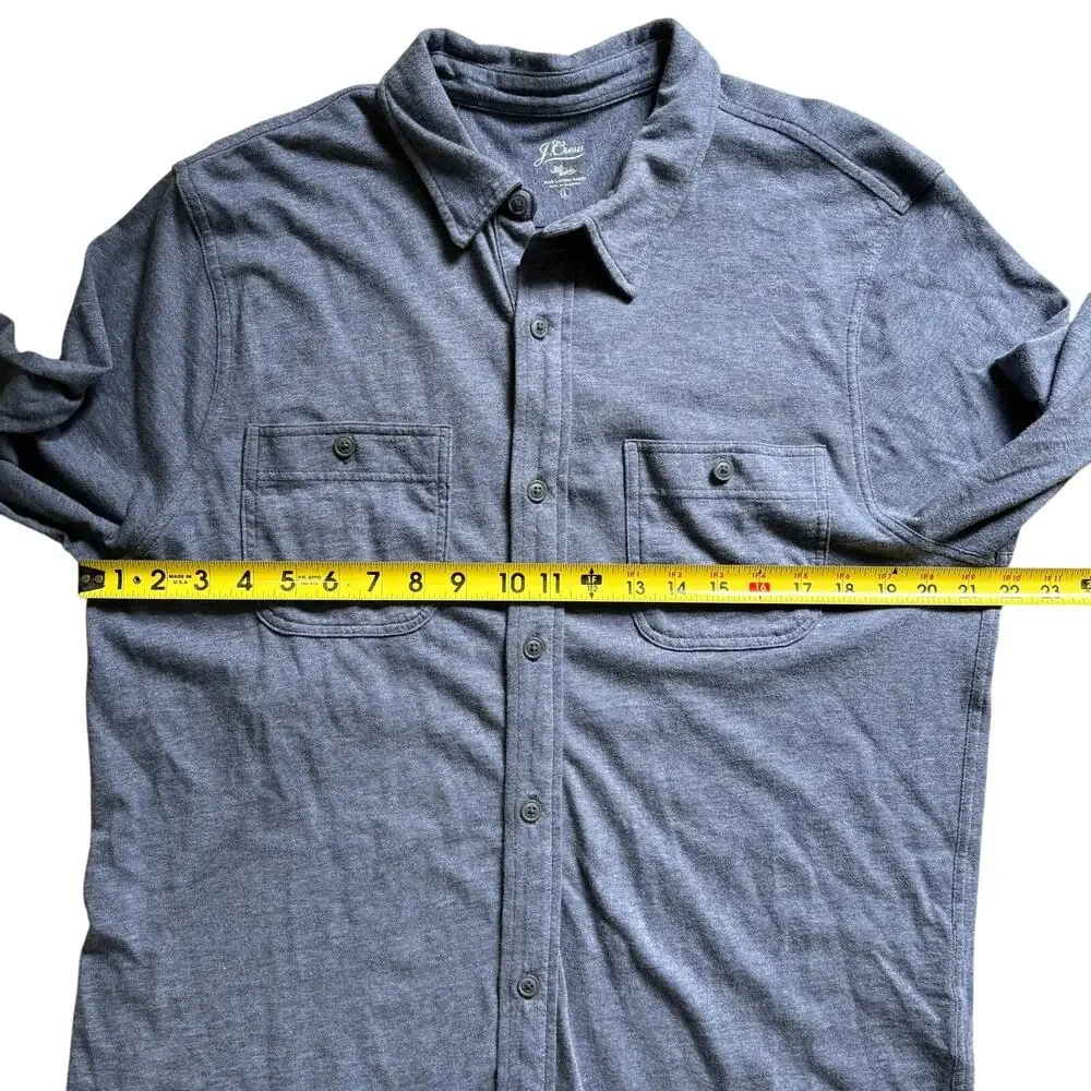 J. Crew Knit Goods Slub Cotton Yarns‎ Casual Button Down Polo Men's Large Blue